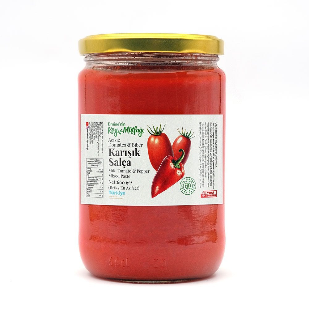 Odun Ateşinde Domates & Biber Salçası (660ml) 650g Karışık Salça - Görsel 3